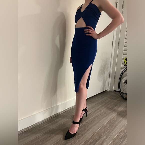 Lulus Dark Blue Cutout Midi Dress - Picture 2 of 5